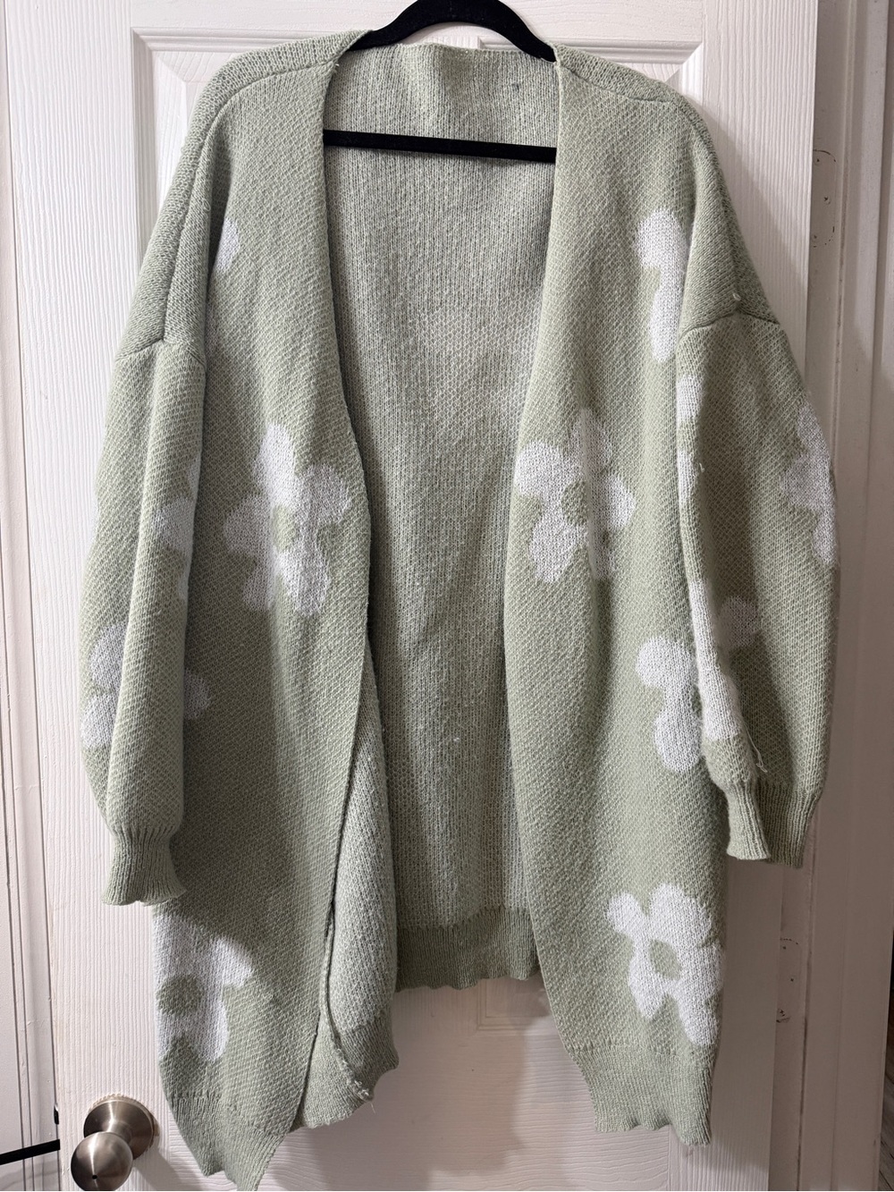 SHEIN Mint Green Floral Open-Front Cardigan